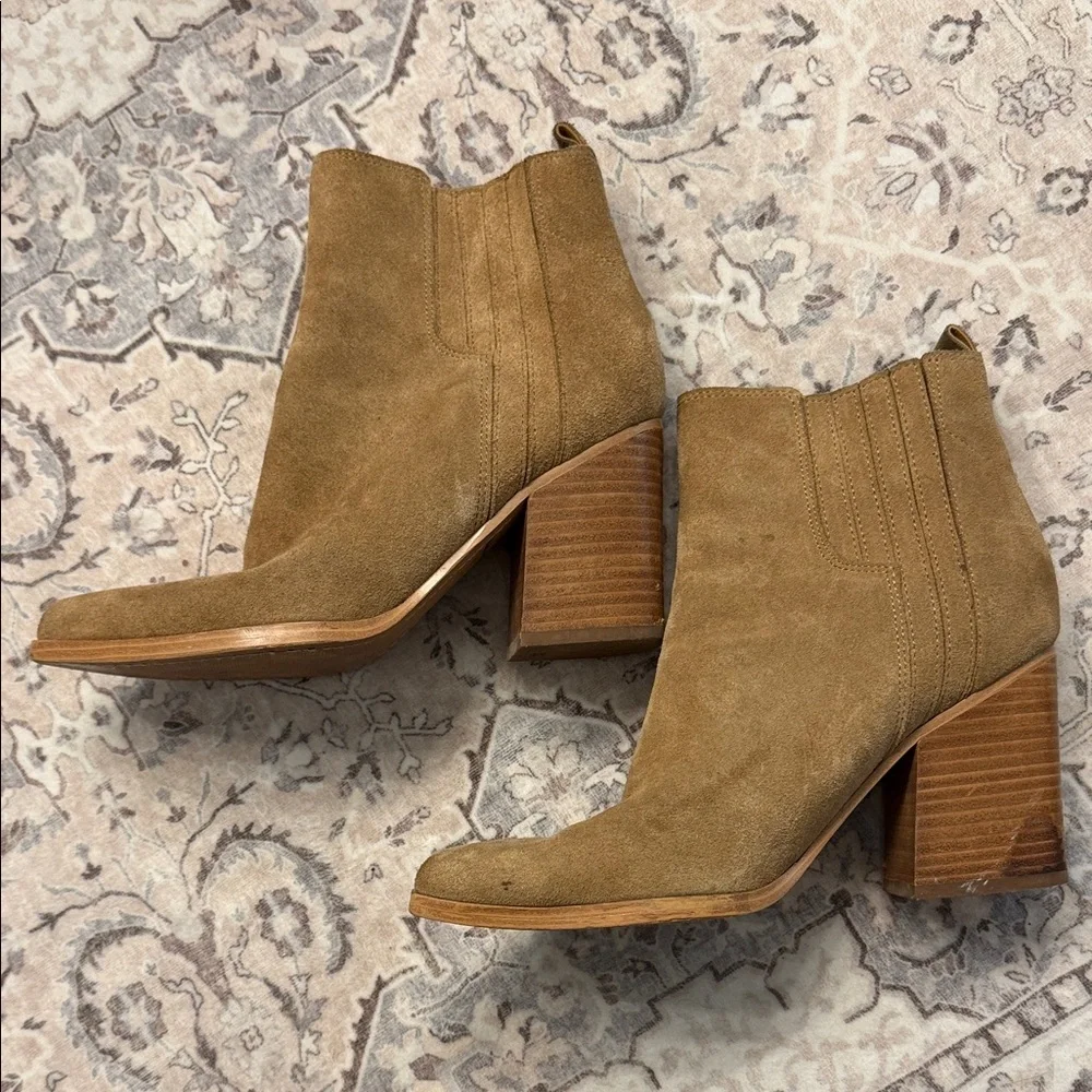 Marc Fisher Suede Ankle Booties in Tan Brown